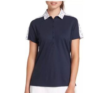 Lady Hagen Printed Block Americana Short Sleeve Golf Polo Shirt Large